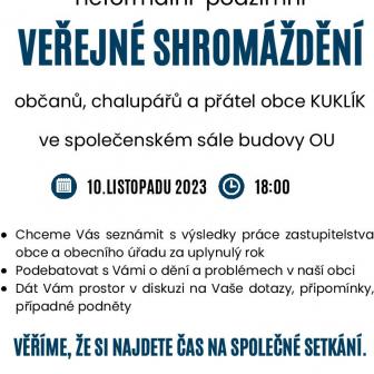 Veřejné shromáždění občanů, chalupářů a přátel obce Kuklík, 10.11.2023 1